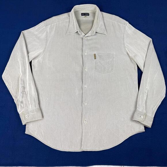 Vintage Armani Jeans Gray Long Sleeve Button Up Shirt Men size XXL Casual 90s - Picture 2 of 11
